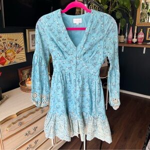 Anthropologie / A Collective Story Embroidered Balloon Sleeve Eyelet Dress XS